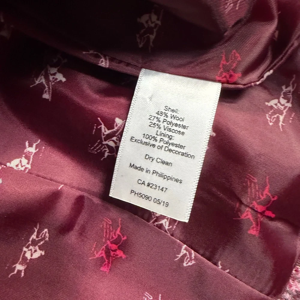 Talbots Raspberry Houndstooth Horseback Riding Blazer Jacket - Picture 3 of 5